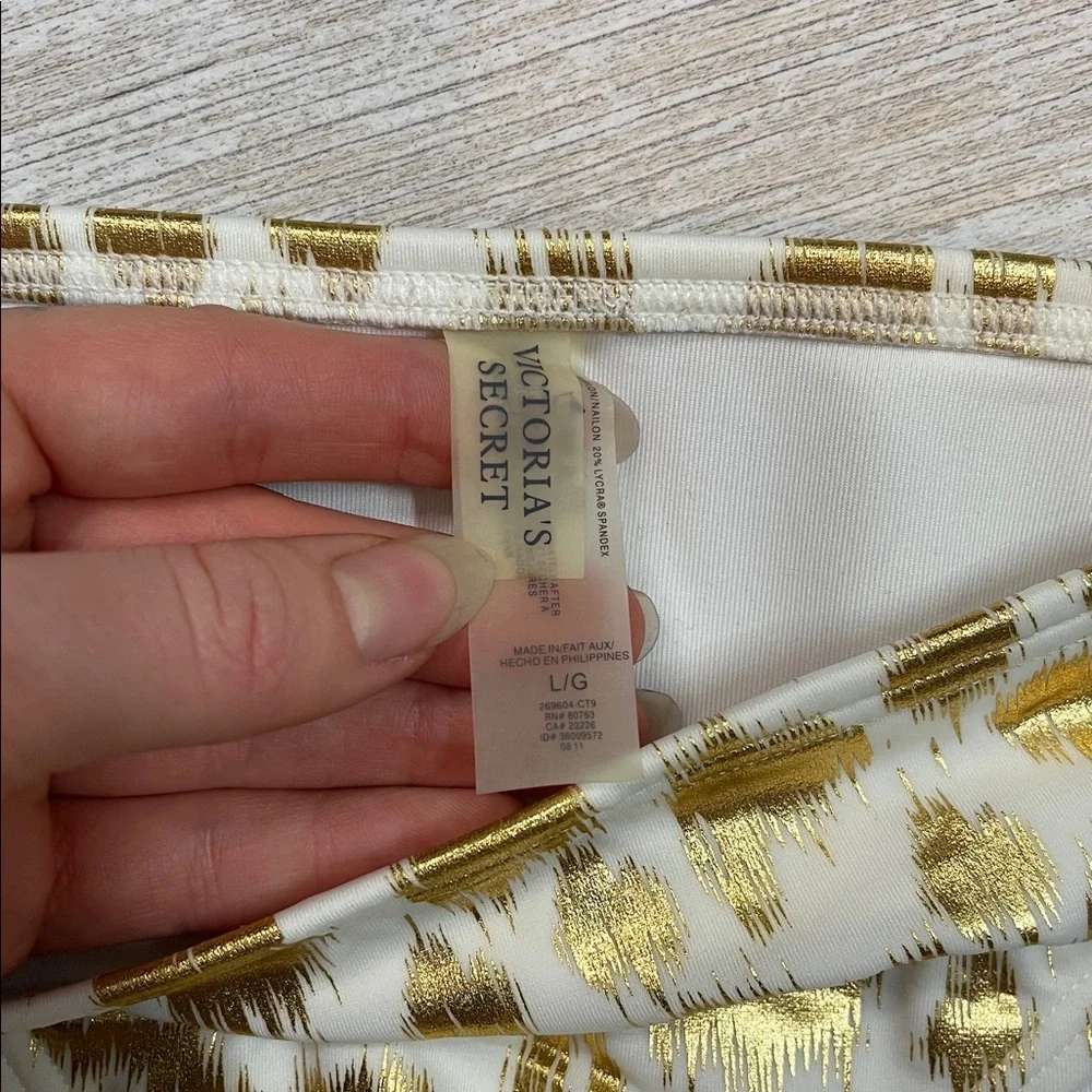 Victorias Secret Gold Foil Anima Print Bikini Bottoms Size Large